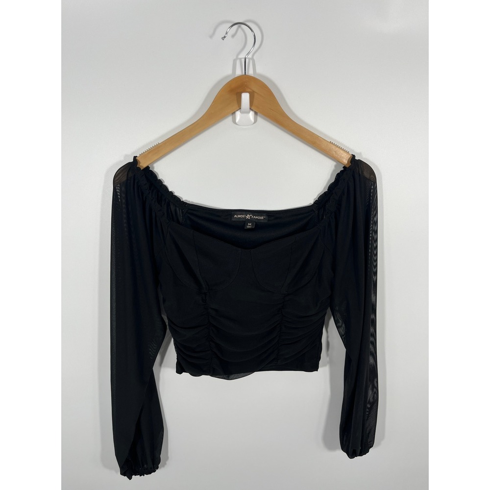 Women's Babydoll Top M Black Sheer Whimsigoth Dark Fairy Grunge